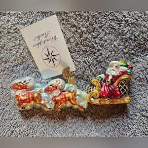 Christopher Radko Santa with sleigh and reindeer